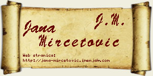 Jana Mirčetović vizit kartica